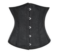 Bslingerie Corsé para mujer de color pastel, brocado, bajo el busto, cincha de cintura, Negro, L