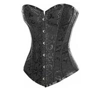Bslingerie® Corsé para mujer, para reducir la cintura, brocado multicolor negro xx-large