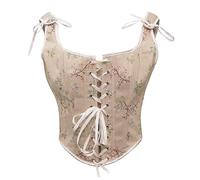 Bslingerie® Corsé retro vintage victoriano con estampado de gato, estilo renacentista, ombliguera para mujer, Cape Jasmine Floral, S