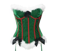 Bslingerie® Corsé sexy de terciopelo rojo para mujer, verde, XXL