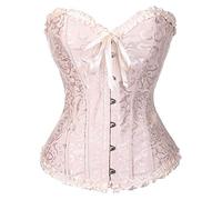 Bslingerie® - Corsé sexy para mujer, con brocado, sin ballenas, beige, S