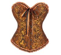 Bslingerie® - Corsé sexy para mujer, con brocado, sin ballenas, naranja, XL