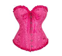 Bslingerie® - Corsé sexy para mujer, con brocado, sin ballenas, rosa fuerte, L