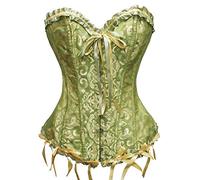 Bslingerie® - Corsé sexy para mujer, con brocado, sin ballenas, verde - amarillo, XL