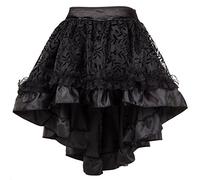 Bslingerie® Falda de encaje steampunk gótico punk para mujer, falda corta, Negro , S