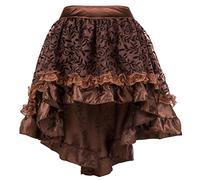 Bslingerie - Falda de estilo gótico, punk, steampunk, de encaje, falda corta, marrón, XL