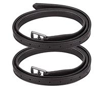 BSLSVGE Britain Horse Stirrup Belt Soft Leather Durable Stainless Steel Buckle Adjustable Equestrian Riding Gear for English Western Horseback Riders Black Dark Brown 2PCS (Marrón Oscura)