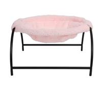 BSLSVGE Cat Hammock Bed Elevated Stable Structure Soft Comfortable Breathable Kitten Sleeping Hammock for Home Indoor Iron Mesh Fabric 16.54 x 16.54 x 9.65in (Plush Style Pink)