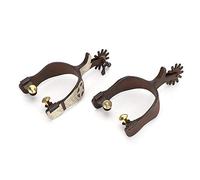 BSLSVGE Horse Boot Spurs Elegant Hand Sculpted Black Stainless Steel Cowboy Spurs with Rotating Gears For Equestrian Training and Western Riding Competition 2PCS Set