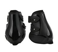 BSLSVGE Horse Tendon Boots Set Soft Anti Slip Adjustable PU Shell Tendon Guard Boots for Horses Leg Protection Jumping Training (Black hind Legs XL)