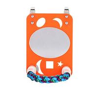 BSLSVGE Parrot Cotton Rope Stand with Mirror Durable Plastic Chewing Toy for Birds Colorful Orange 12.8x14x20cm