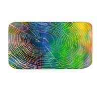 BSLSVGE Slip Control Floor Mat | Super Soft Flannel Absorbs Dampness & Prevents Falls | Machine Washable Rug for Kitchen/Bathroom/Office | 4 Sizes, Green Cobweb Design (40cm×60cm)