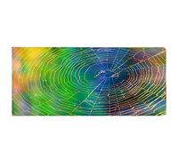 BSLSVGE Slip Control Floor Mat | Super Soft Flannel Absorbs Dampness & Prevents Falls | Machine Washable Rug for Kitchen/Bathroom/Office | 4 Sizes, Green Cobweb Design (40cm×120cm)