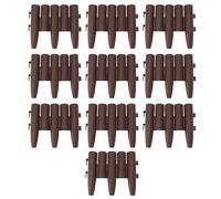 BSLSVGE Staggered Short Fence 10 PCS | Brown PP Landscape Edging for Flower Beds/Balconies/Lawns | Easy Install Plant Barrier & Soil Control | Sturdy Weather - Tolerant Fencing