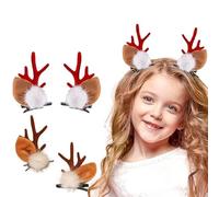 BSLVWG 2 pares de horquillas para el pelo de cuernos de ciervo y orejas de Navidad, suministros de fiesta de Navidad, accesorios para el pelo de reno, vacaciones para niños y adultos (02)