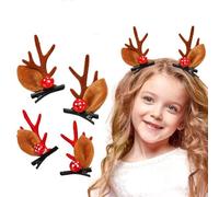 BSLVWG 2 pares de horquillas para el pelo de cuernos de ciervo y orejas de Navidad, suministros de fiesta de Navidad, accesorios para el pelo de reno, vacaciones para niños y adultos (01)