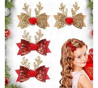 BSLVWG 2 pares de horquillas para el pelo de cuernos de ciervo y orejas de Navidad, suministros de fiesta de Navidad, accesorios para el pelo de reno, vacaciones para niños y adultos (05)