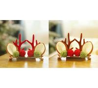 BSLVWG 2 pares de horquillas para el pelo de cuernos de ciervo y orejas de Navidad, suministros de fiesta de Navidad, accesorios para el pelo de reno, vacaciones para niños y adultos (03)