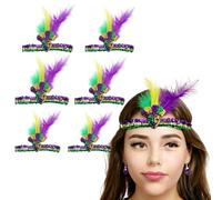 BSLVWG 6 diademas de flor de lis, lentejuelas y purpurina de los años 20, carnaval, fiesta, cumpleaños, Halloween, Mardi Gras, accesorios para la cabeza