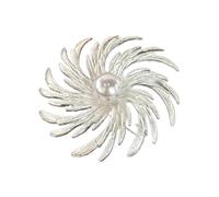 BSLVWG Broche de corona de perlas circulares para mujer, broche de perlas para vestidos, ramillete de boda, elegante broche de círculo, regalos de fiesta de boda, talla única, Metal