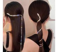 BSLVWG Cadenas para el pelo con diamantes de imitación de serpiente, pinzas para el pelo con borlas punk, cadena de cristal brillante, horquilla decorativa plateada, accesorios para el cabello para