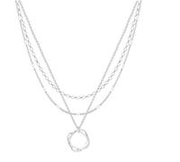 BSLVWG Collares de plata en capas para mujer, chapados en plata de 14 quilates apilables, gargantilla para mujer, juego de collar con colgante con joyería circular para mujer, talla única, Metal, Sin