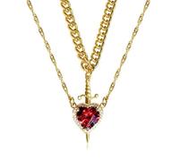 BSLVWG Collares de regalo para mujer, collar con colgante de cristal de espada y corazón, joyería de aniversario de cumpleaños para esposa, mamá y ella, cadena ajustable, one size, Metal, Sin piedra