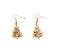 BSLVWG Decoración navideña, pendientes navideñas femeninas, árboles de Navidad/muñecos de nieve/joyas de copos de nieve regalos de joyas para la celebración del Festival femenino (11)