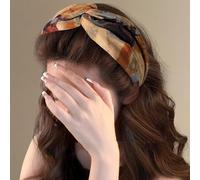 BSLVWG Diademas para mujer, diadema anudada vintage de teñido anudado con pintura al óleo, lindas diademas anchas elásticas para el cabello para mujeres y niñas, accesorios para el cabello (marrón)