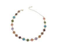 BSLVWG Gargantilla de cristal colorido dorado brillante con diamantes de imitación, cadena de cuello para fiesta de graduación, joyería para mujer