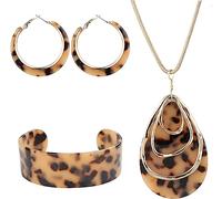 BSLVWG Joyas de novia conjunto de joyas de novia Leopard collar brazalete colgante para dama de honor joyería de boda de novia acrítraje de fiesta de verano de playa accesorios para mujeres y niñas