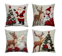 BSLVWG Juego de 4 fundas de cojín de Navidad, fundas de almohada de Navidad, 45 x 45 cm, fundas de cojín de Navidad, decoración del hogar, decoración de Navidad para sofá, dormitorio, cojines con