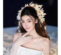 BSLVWG Mariposa novia boda pelo vid encaje blanco mariposa accesorios para el pelo novia novia diadema diadema diadema para mujer