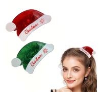 BSLVWG Paquete de 2 pinzas para el pelo de Navidad con forma de garra con diseño de sombrero de Navidad, pinzas para el pelo de dibujos animados para mujer, pinzas acrílicas de agarre fuerte para