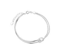 BSLVWG Pulsera Elegante de Plata Mosaico Bead Doble Capa Cadena en Capas Ajustable Amistad Enlace Joyería para Mujeres y Niñas (02)