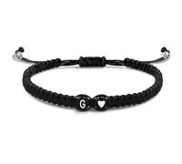 BSLVWG Pulseras de pareja con cuentas de corazón a juego, pulsera con letra inicial para hombres y mujeres, pulseras ajustables para parejas, bonitos regalos, regalo para parejas para mejores amigos