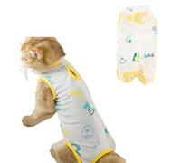 BSLVWG Traje de recuperación para gatos, bonito patrón transpirable para gatos después de la cirugía, alternativa al cono de la vergüenza para gatos, protección contra lamidos, postcirugía o