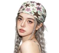 BSLVWG Y2K - Pañuelo cuadrado de satén de 25 pulgadas para mujer, con estampado de leopardo y estrellas, bufanda para el cabello, bufanda para envolver el pelo, impresión de una sola cara, bonita