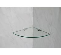 BSM Marketing Estante esquinero de cristal endurecido de 250 mm de grosor y 6 mm de grosor, para baño, dormitorio, cocina con grandes soportes cromados (transparente)