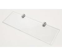 BSM Marketing Juego de 2 estantes de vidrio templado de 400 x 100 mm, 6 mm de grosor con soportes de estante con acabado cromado