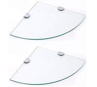 BSM Marketing Paquete múltiple de estantes esquineros de cristal endurecido de 6 mm, 2 estantes de 300 mm aproximadamente