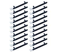BSM Marketing Pomo en T moleteado negro moderno para armario de cocina, armario, cajón, puerta, acabado mate (20, 160 mm)