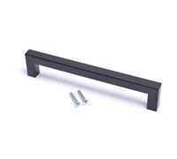 BSM Marketing Tiradores de armario de cocina negros modernos cuadrados de acero inoxidable (1, 160 mm)
