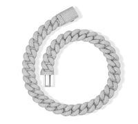 BSMCXB Cadena de eslabones cubanos de Miami de 20 mm, chapada en oro de 14 quilates y plata 5A+, cadena de diamantes de circonita cúbica 5A+, cadena de rapero, hip hop, collar de eslabones cubanos