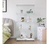 BSMGSGN Vitrina de Cristal de 4 Capas, Vitrina de colección de Vidrio con 2 Puertas y Cerradura, librería Independiente para Sala de Estar y Dormitorio (4 Capas 2 Puertas, Blanco)