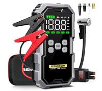 BSMOOM 6000A Booster Batterie Voiture Avec Gonfleur 150PSI,12V Jump Starter Portable Booster Batterie (Jusqu’à All GAZ Ou 10.0L Diesel) Avec 400 Lumière LED 4 Modes, Grand Écran,Charging USB-C