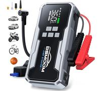 BSMOOM Arrancador de Baterias de Coche, 7000A Arrancador de Coches con Compresor de Aire (para All de Gasolina o 10L de Diesel), 160 PSI Inflador, Linterna LED de Emergencia