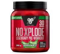 BSN Nutrition N.O.-Xplode Suplemento Alimenticio en Polvo para Preentrenamiento, Apoyo de Energía y Concentración con Cafeína, Aminoácidos, Vitamina C y Zinc, Sabor Explosión Verde, 30 Porciones, 390g