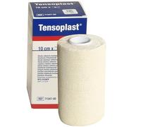 BSN - Venda elástica Adhesiva Tensoplast, Bordes Suaves y Material Adhesivo Poroso, Franja Central Amarilla, Tamaño 4,5 m x 10 cm, 1 pieza