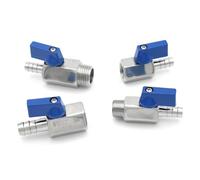 BSP Blue Mini Ball Valve Stainless Steel 1/8" 1/4" 3/8" 1/2" to 8/10/12mm Pagoda Adapter Female Male SS304 2 Way Solid(1/2",12MM_FEMALE)